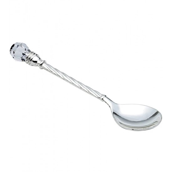 Jogo 6 Colheres 11cm Para Café de Zamac Niquelado Com Cristal
